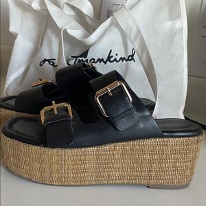 Marc Fisher Black and Tan Platform Sandals